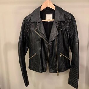 RIVER ISLAND Womens Genuine Leather Biker Jacket Quilted - UK Size 10